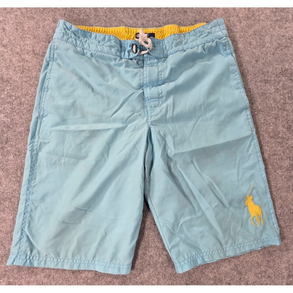 Polo Ralph Lauren Big Pony Boys Lined Swim Trunks XL 18-20 Light Blue Suit